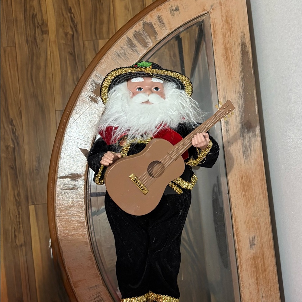 Festive Santa with Guitar Holiday Decor